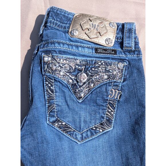 Miss Me Jeans Size 25 Ankle Skinny Y2K Rhinestone Embroidered - Picture 9 of 11